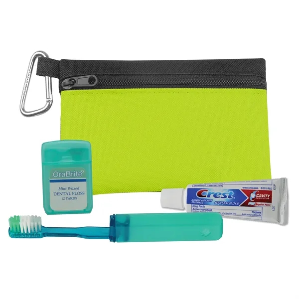Two-tone 600D polyester zipper tote Premium Toothbrush kit.... from ASI 40480 Koozie Group