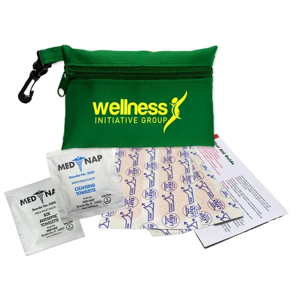 Brightly colored polyester first aid zip bag with hang clip. Convenient,... from ASI 40480 Koozie Group