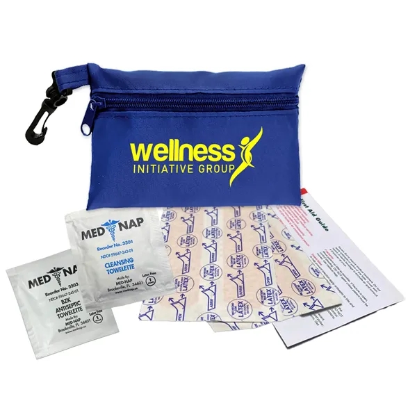 Brightly colored polyester first aid zip bag with hang clip. Convenient,... from ASI 40480 Koozie Group