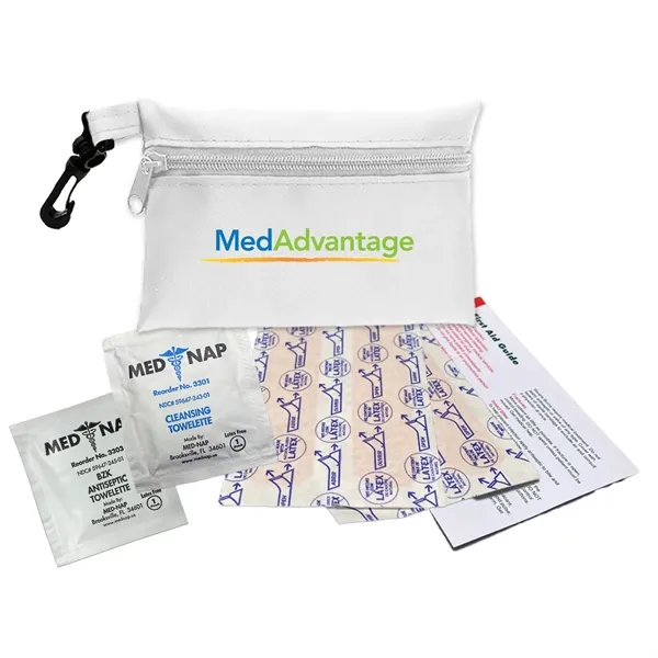 Brightly colored polyester first aid zip bag with hang clip. Convenient,... from ASI 40480 Koozie Group