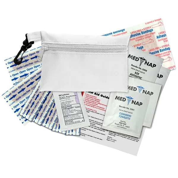 Brightly colored polyester first aid zip bag with hang clip. Convenient,... from ASI 40480 Koozie Group