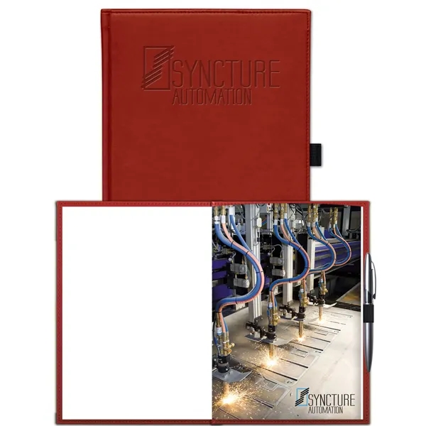 7x9.5 smooth faux-leather journal w/ blind deboss, full-color tip-in, 125 sheets... from ASI 91340 Journalbooks/Timeplanner Calendars