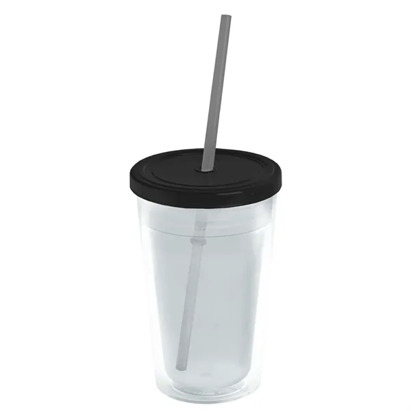 16 oz. Double-Wall Insulated Transparent Tumbler with Lid &amp; Straw... from ASI 40480 Koozie Group
