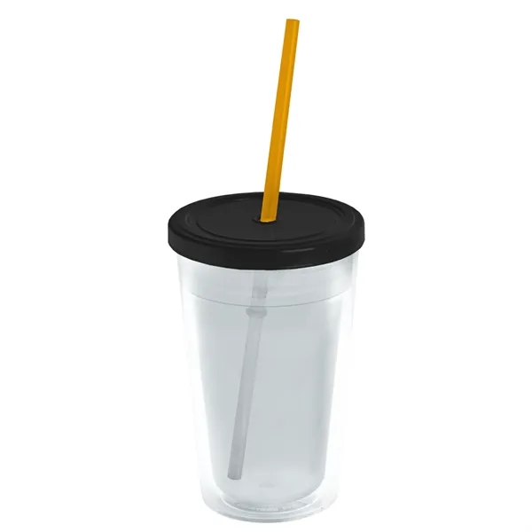 16 oz. Double-Wall Insulated Transparent Tumbler with Lid &amp; Straw... from ASI 40480 Koozie Group