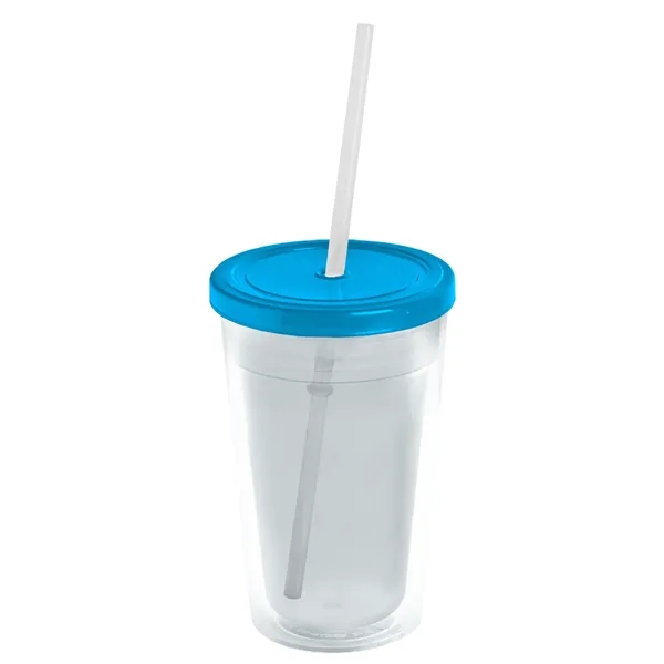 16 oz. Double-Wall Insulated Transparent Tumbler with Lid &amp; Straw... from ASI 40480 Koozie Group