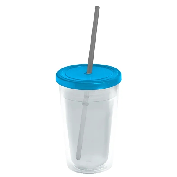 16 oz. Double-Wall Insulated Transparent Tumbler with Lid &amp; Straw... from ASI 40480 Koozie Group