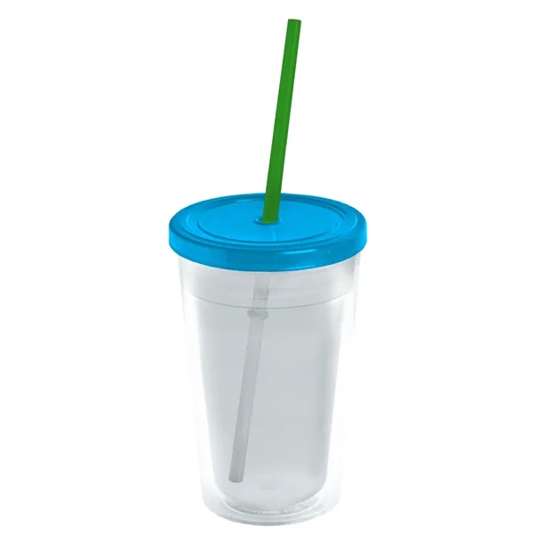 16 oz. Double-Wall Insulated Transparent Tumbler with Lid &amp; Straw... from ASI 40480 Koozie Group