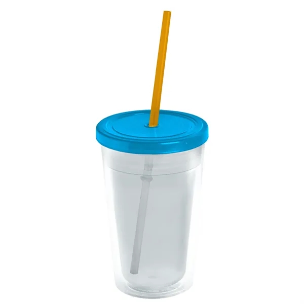 16 oz. Double-Wall Insulated Transparent Tumbler with Lid &amp; Straw... from ASI 40480 Koozie Group