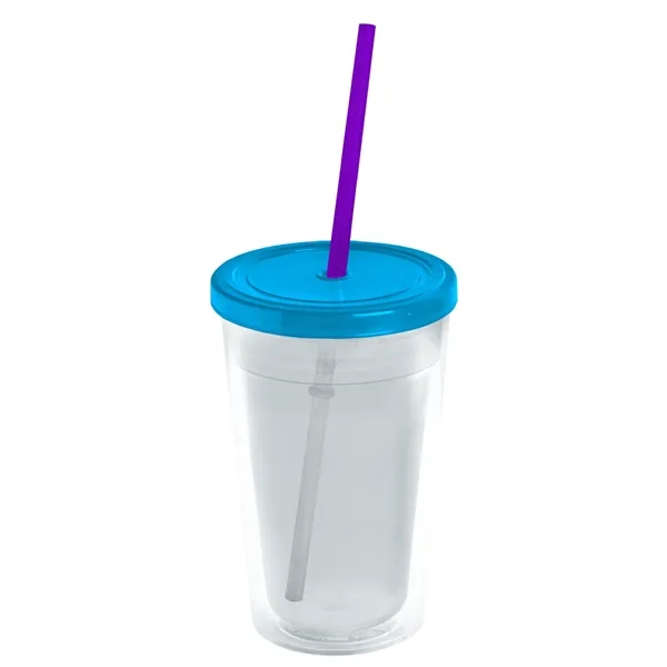 16 oz. Double-Wall Insulated Transparent Tumbler with Lid &amp; Straw... from ASI 40480 Koozie Group