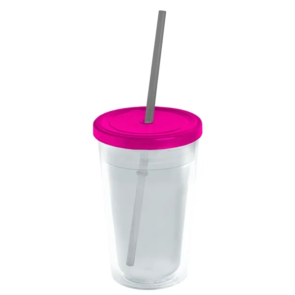 16 oz. Double-Wall Insulated Transparent Tumbler with Lid &amp; Straw... from ASI 40480 Koozie Group