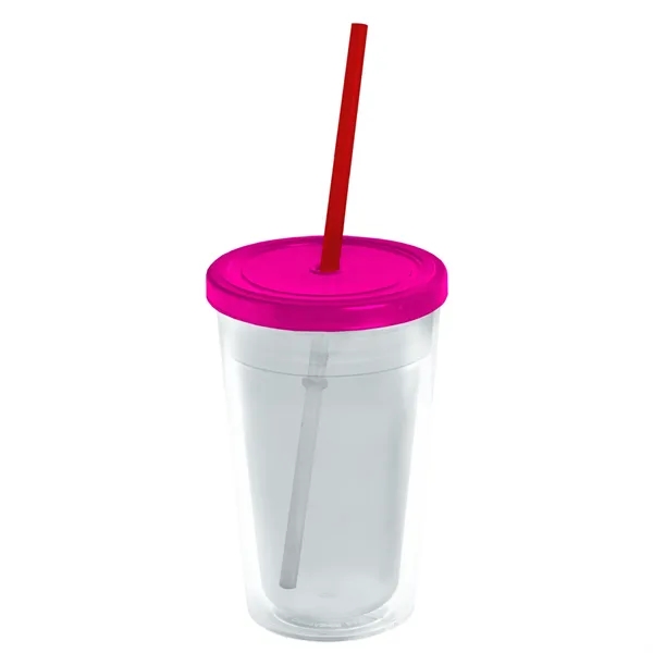 16 oz. Double-Wall Insulated Transparent Tumbler with Lid &amp; Straw... from ASI 40480 Koozie Group