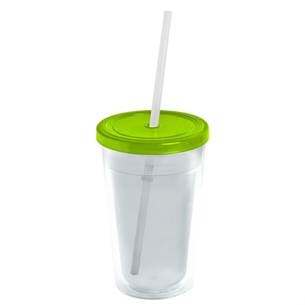 16 oz. Double-Wall Insulated Transparent Tumbler with Lid &amp; Straw... from ASI 40480 Koozie Group