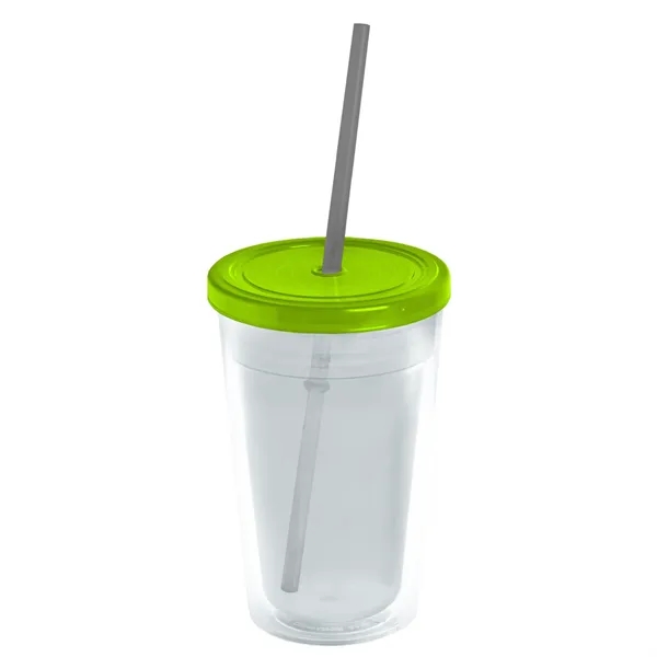 16 oz. Double-Wall Insulated Transparent Tumbler with Lid &amp; Straw... from ASI 40480 Koozie Group