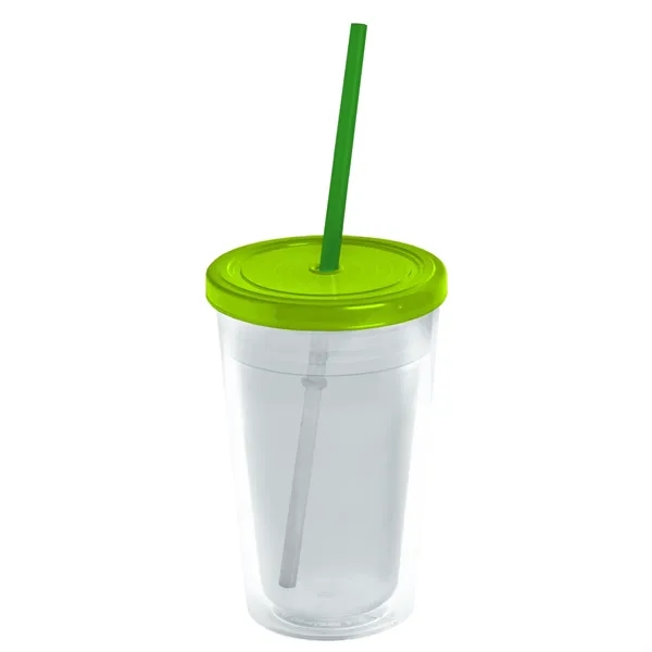 16 oz. Double-Wall Insulated Transparent Tumbler with Lid &amp; Straw... from ASI 40480 Koozie Group