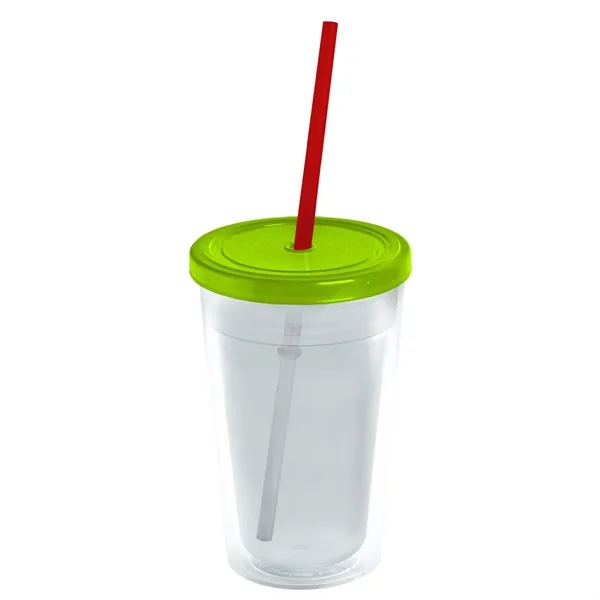 16 oz. Double-Wall Insulated Transparent Tumbler with Lid &amp; Straw... from ASI 40480 Koozie Group