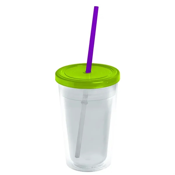 16 oz. Double-Wall Insulated Transparent Tumbler with Lid &amp; Straw... from ASI 40480 Koozie Group