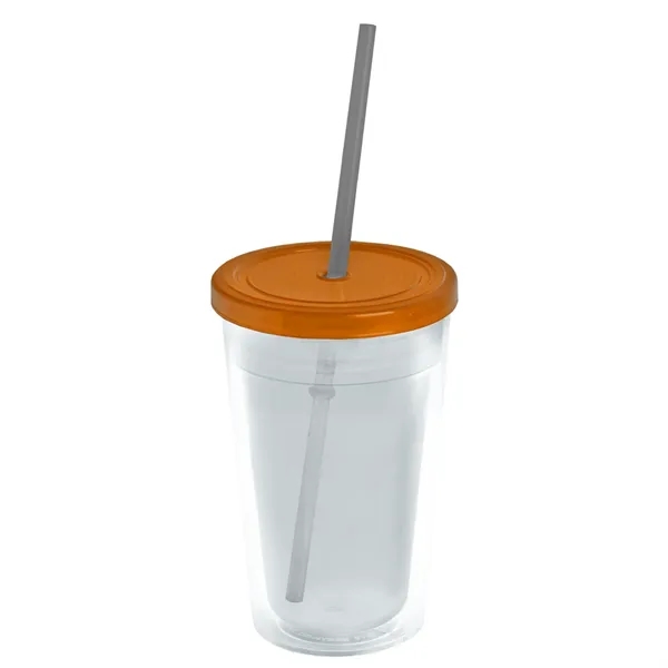 16 oz. Double-Wall Insulated Transparent Tumbler with Lid &amp; Straw... from ASI 40480 Koozie Group