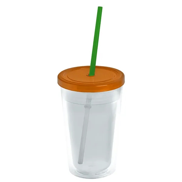 16 oz. Double-Wall Insulated Transparent Tumbler with Lid &amp; Straw... from ASI 40480 Koozie Group