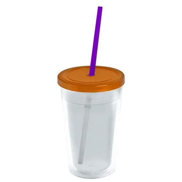 16 oz. Double-Wall Insulated Transparent Tumbler with Lid &amp; Straw... from ASI 40480 Koozie Group