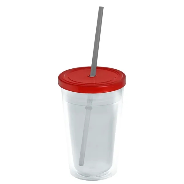 16 oz. Double-Wall Insulated Transparent Tumbler with Lid &amp; Straw... from ASI 40480 Koozie Group