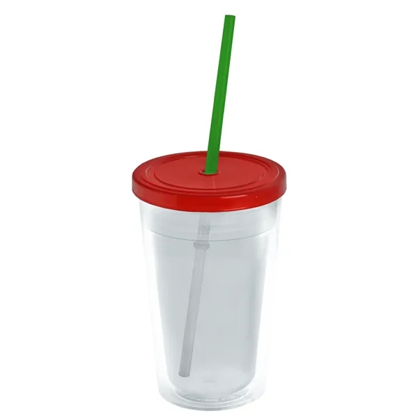 16 oz. Double-Wall Insulated Transparent Tumbler with Lid &amp; Straw... from ASI 40480 Koozie Group