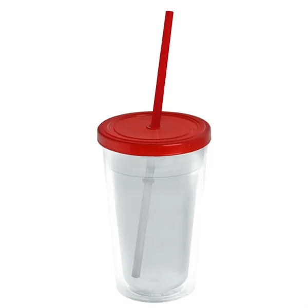16 oz. Double-Wall Insulated Transparent Tumbler with Lid &amp; Straw... from ASI 40480 Koozie Group