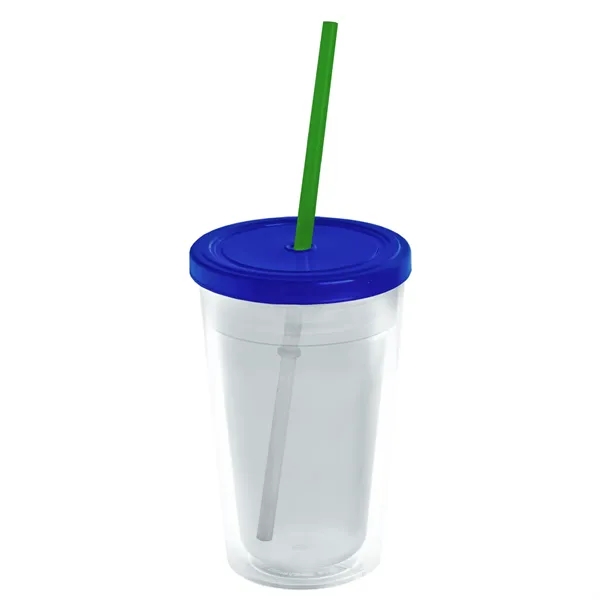 16 oz. Double-Wall Insulated Transparent Tumbler with Lid &amp; Straw... from ASI 40480 Koozie Group
