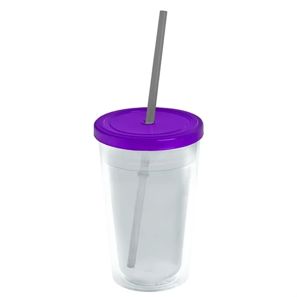 16 oz. Double-Wall Insulated Transparent Tumbler with Lid &amp; Straw... from ASI 40480 Koozie Group