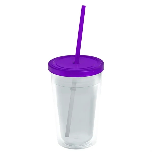 16 oz. Double-Wall Insulated Transparent Tumbler with Lid &amp; Straw... from ASI 40480 Koozie Group