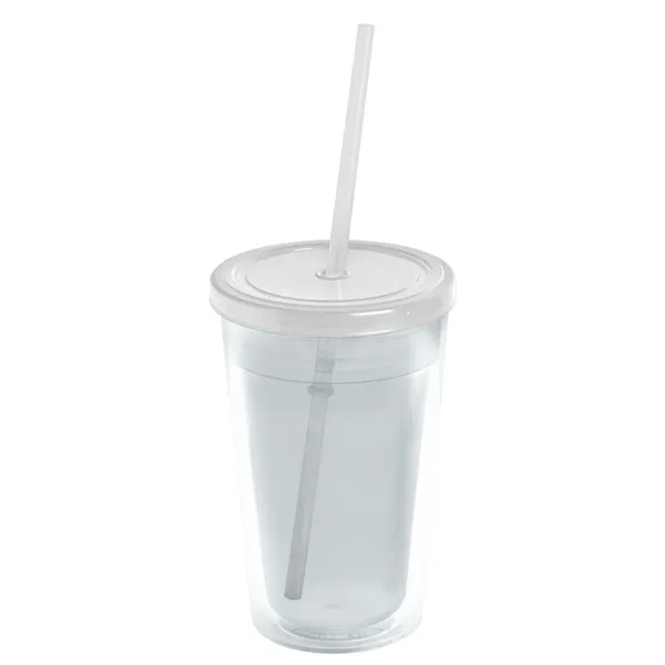 16 oz. Double-Wall Insulated Transparent Tumbler with Lid &amp; Straw... from ASI 40480 Koozie Group