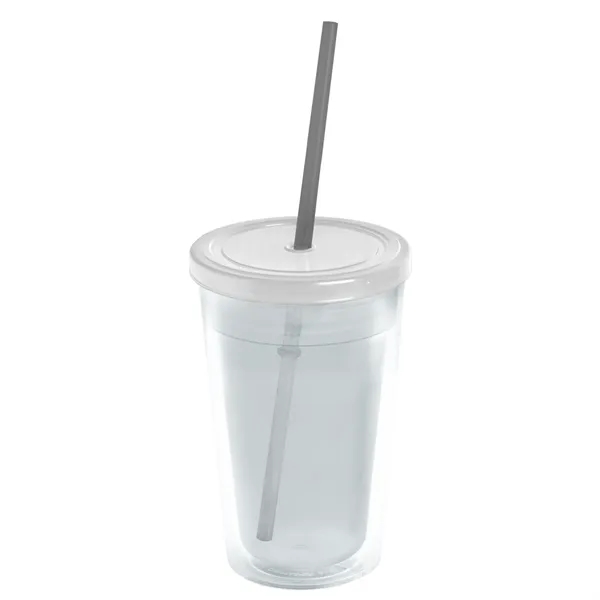 16 oz. Double-Wall Insulated Transparent Tumbler with Lid &amp; Straw... from ASI 40480 Koozie Group