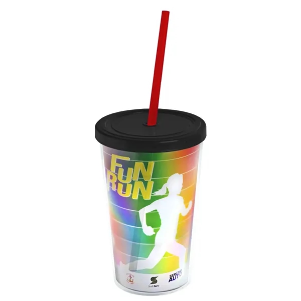 16 oz. Double-Wall Insulated Transparent Tumbler with Lid &amp; Straw... from ASI 40480 Koozie Group