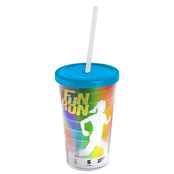 16 oz. Double-Wall Insulated Transparent Tumbler with Lid &amp; Straw... from ASI 40480 Koozie Group