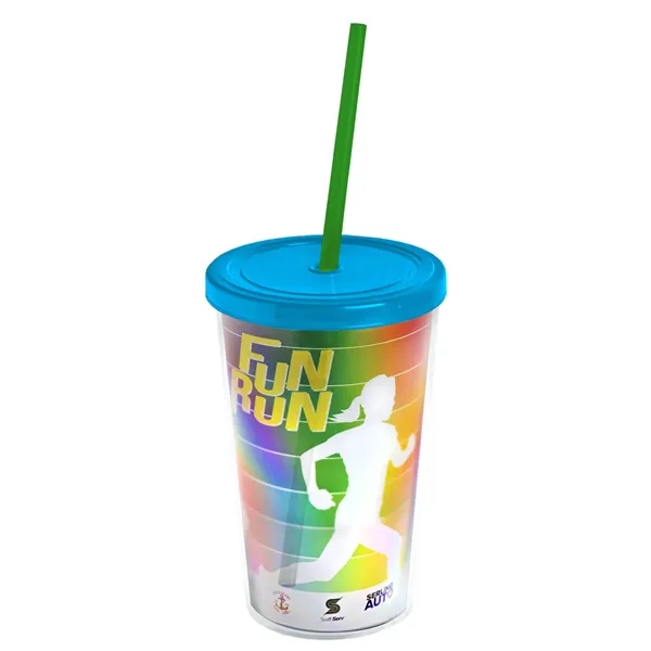 16 oz. Double-Wall Insulated Transparent Tumbler with Lid &amp; Straw... from ASI 40480 Koozie Group