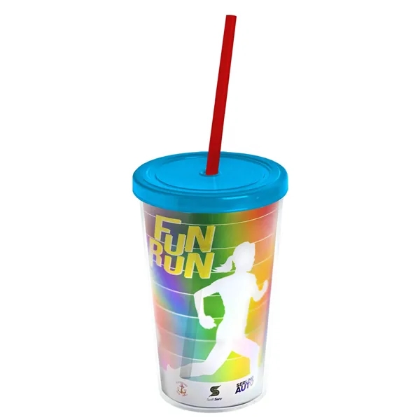 16 oz. Double-Wall Insulated Transparent Tumbler with Lid &amp; Straw... from ASI 40480 Koozie Group