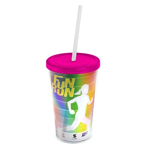 16 oz. Double-Wall Insulated Transparent Tumbler with Lid &amp; Straw... from ASI 40480 Koozie Group