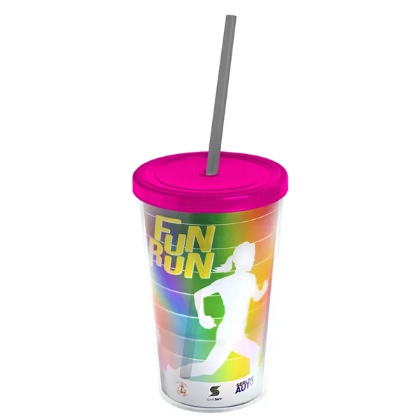 16 oz. Double-Wall Insulated Transparent Tumbler with Lid &amp; Straw... from ASI 40480 Koozie Group