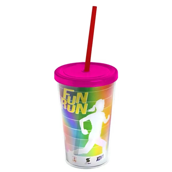 16 oz. Double-Wall Insulated Transparent Tumbler with Lid &amp; Straw... from ASI 40480 Koozie Group