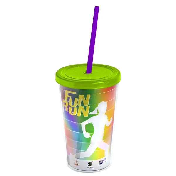 16 oz. Double-Wall Insulated Transparent Tumbler with Lid &amp; Straw... from ASI 40480 Koozie Group