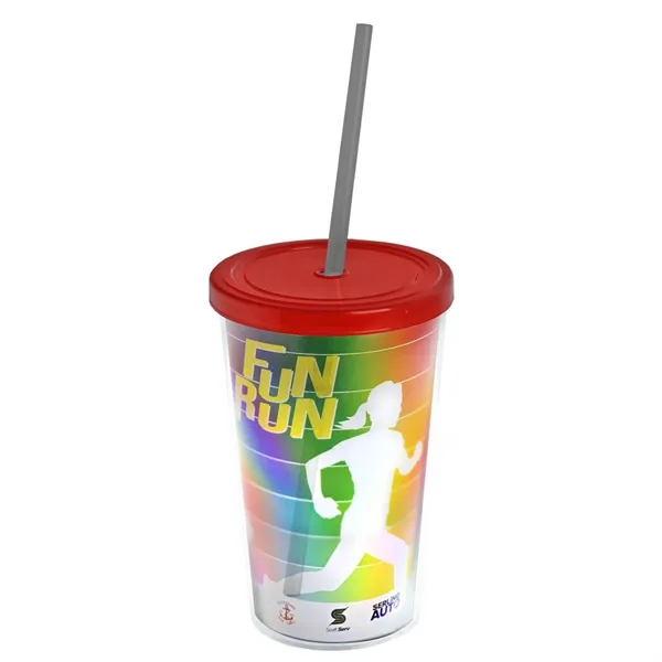 16 oz. Double-Wall Insulated Transparent Tumbler with Lid &amp; Straw... from ASI 40480 Koozie Group