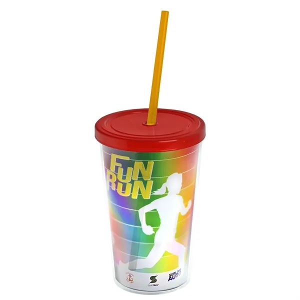 16 oz. Double-Wall Insulated Transparent Tumbler with Lid &amp; Straw... from ASI 40480 Koozie Group