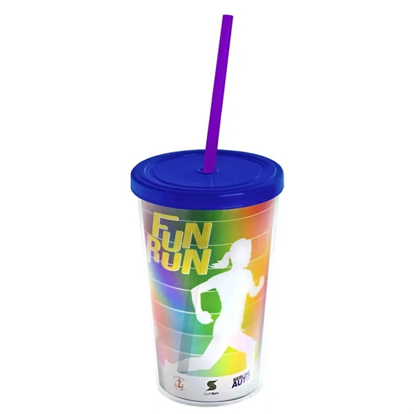 16 oz. Double-Wall Insulated Transparent Tumbler with Lid &amp; Straw... from ASI 40480 Koozie Group