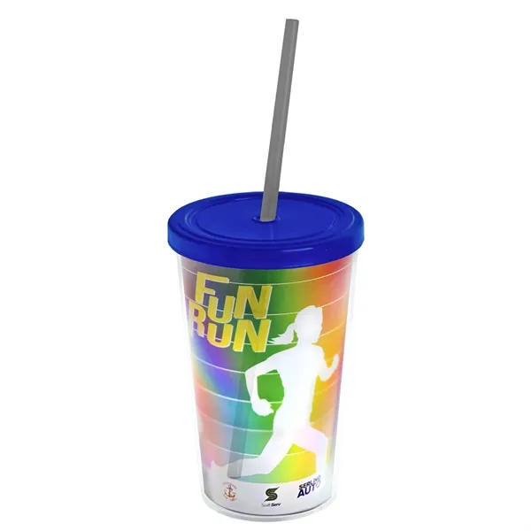 16 oz. Double-Wall Insulated Transparent Tumbler with Lid &amp; Straw... from ASI 40480 Koozie Group