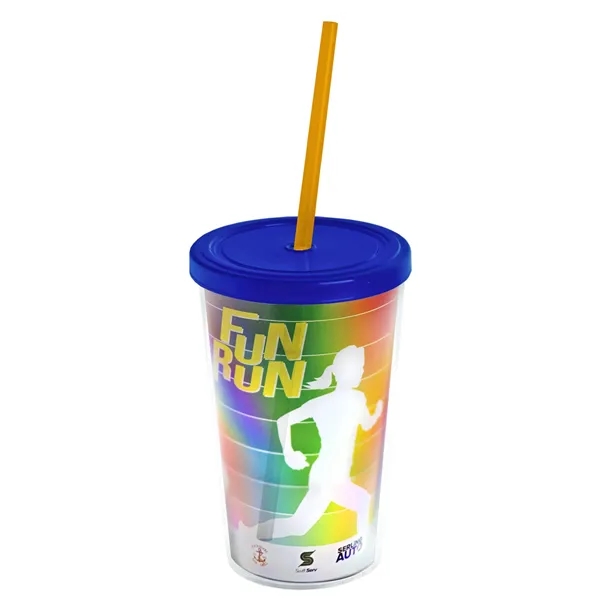 16 oz. Double-Wall Insulated Transparent Tumbler with Lid &amp; Straw... from ASI 40480 Koozie Group