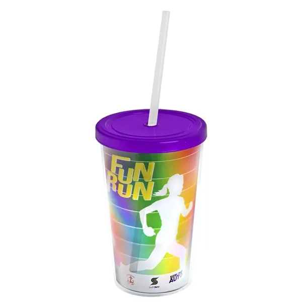 16 oz. Double-Wall Insulated Transparent Tumbler with Lid &amp; Straw... from ASI 40480 Koozie Group