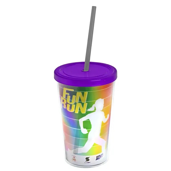 16 oz. Double-Wall Insulated Transparent Tumbler with Lid &amp; Straw... from ASI 40480 Koozie Group
