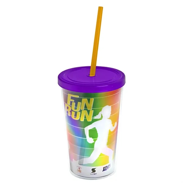 16 oz. Double-Wall Insulated Transparent Tumbler with Lid &amp; Straw... from ASI 40480 Koozie Group
