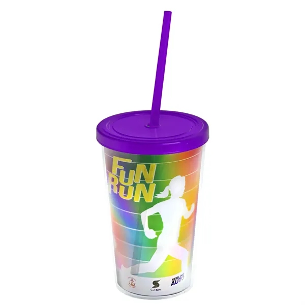 16 oz. Double-Wall Insulated Transparent Tumbler with Lid &amp; Straw... from ASI 40480 Koozie Group
