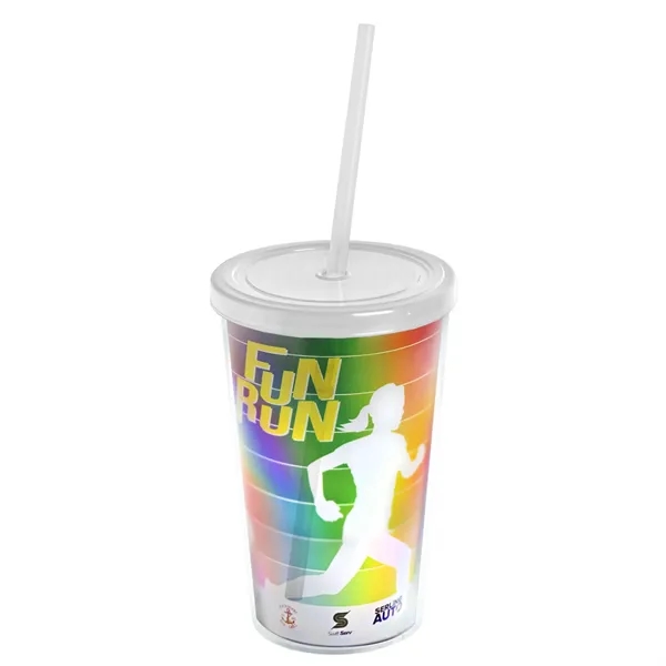 16 oz. Double-Wall Insulated Transparent Tumbler with Lid &amp; Straw... from ASI 40480 Koozie Group