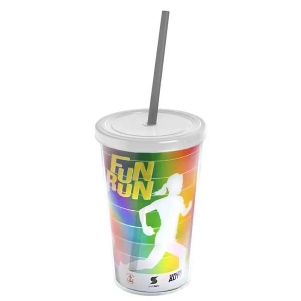 16 oz. Double-Wall Insulated Transparent Tumbler with Lid &amp; Straw... from ASI 40480 Koozie Group